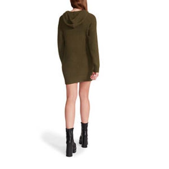 NWT Steve Madden Taylor Hoodie Sweater Dress in Olive Green Size Small - Picture 6 of 13